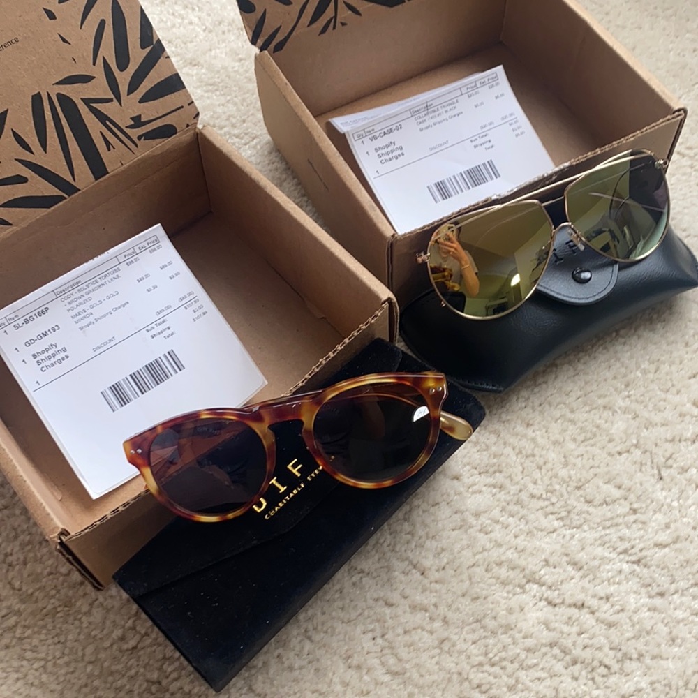 Two Brand New DIFF sunglasses
